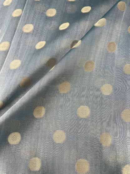 Green Handwoven Pure Tissue Silk Asharfi Buti Fabric