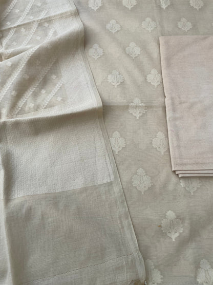 Beige Banarasi Cotton Suit Set