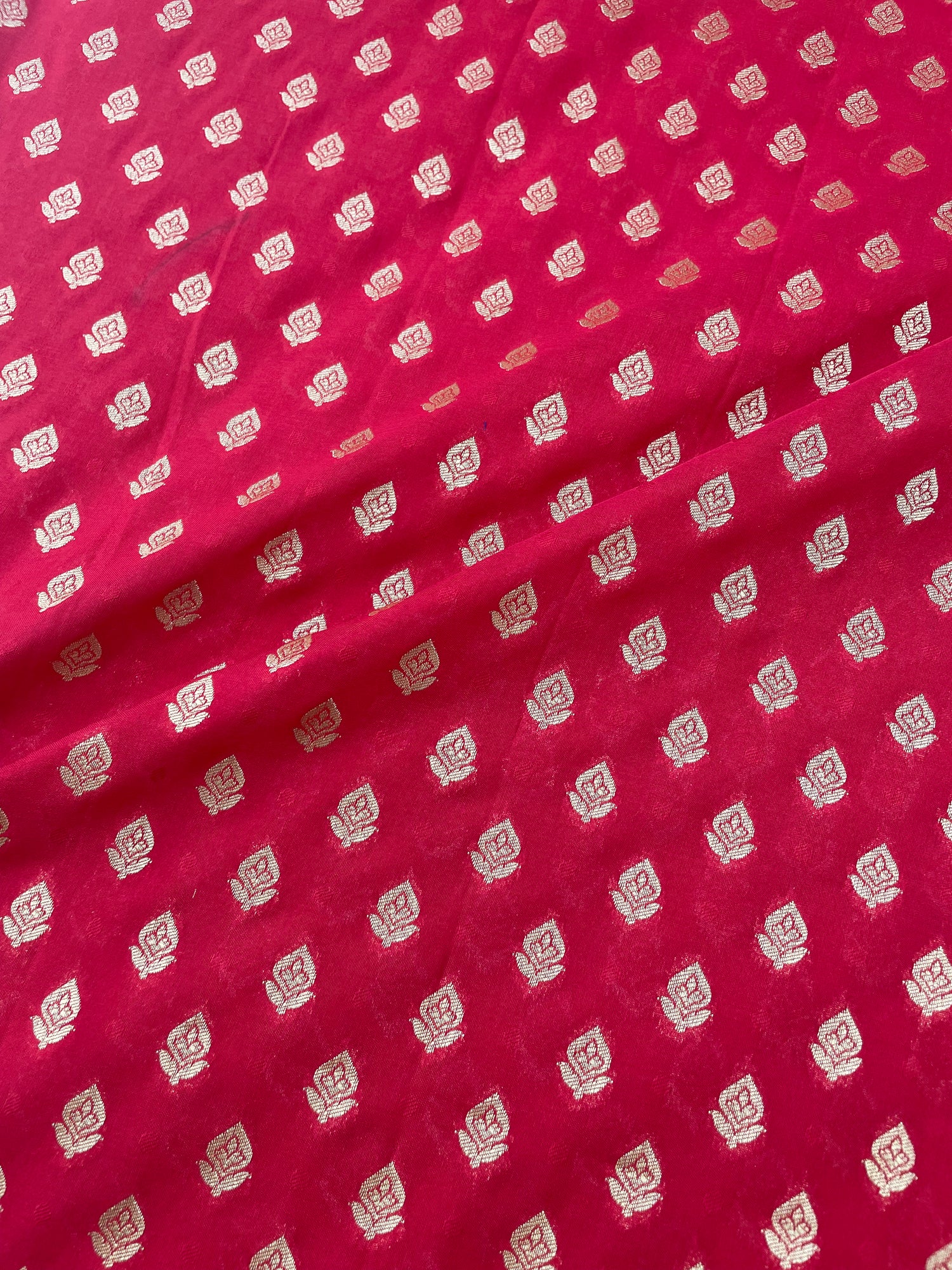 Red Semi Silk Buti Fabric