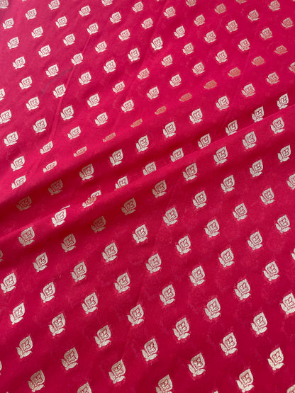 Red Semi Silk Buti Fabric