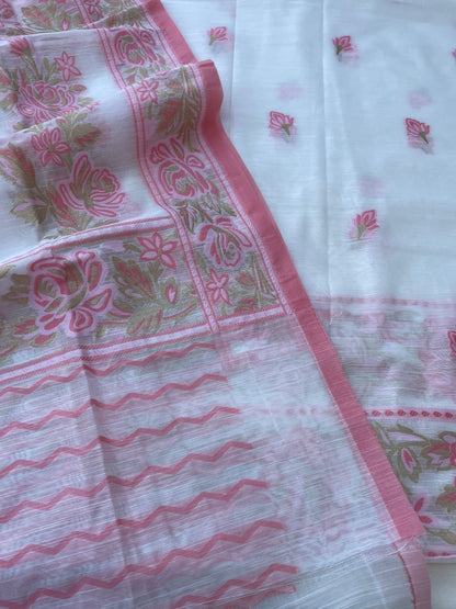 Ivory Cotton Silk Banarasi Unstitched Suit Fabric