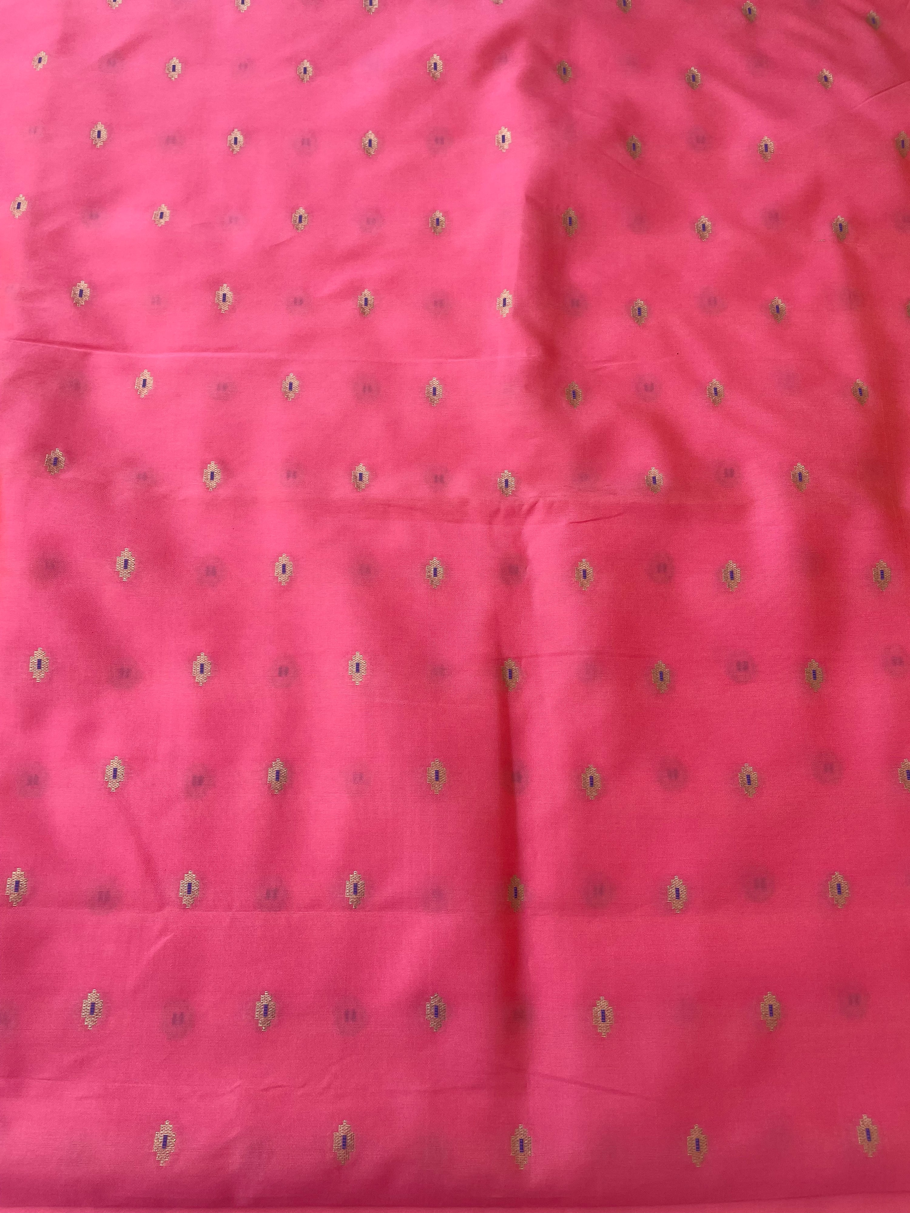 Pink Cotton Semi Silk Buti Banarasi Suit Set