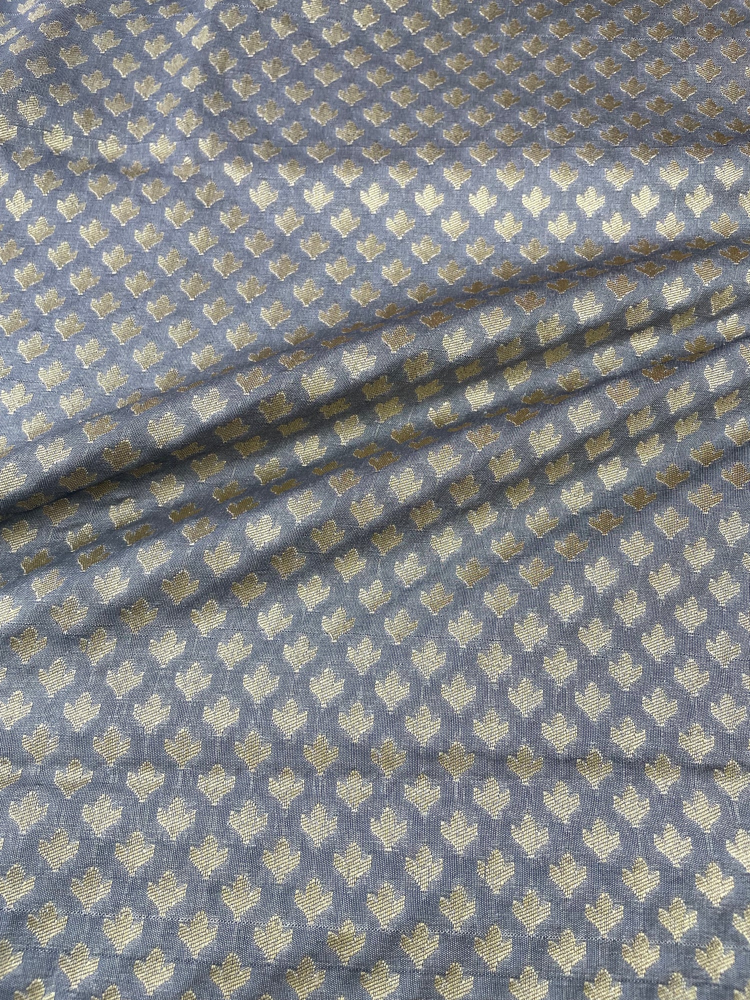 Gray Semi Silk Buti Fabric