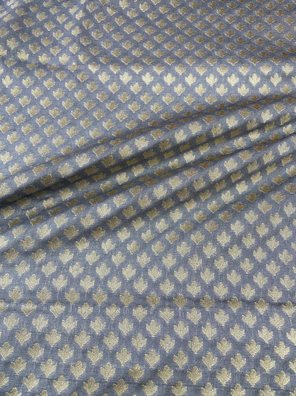 Gray Semi Silk Buti Fabric