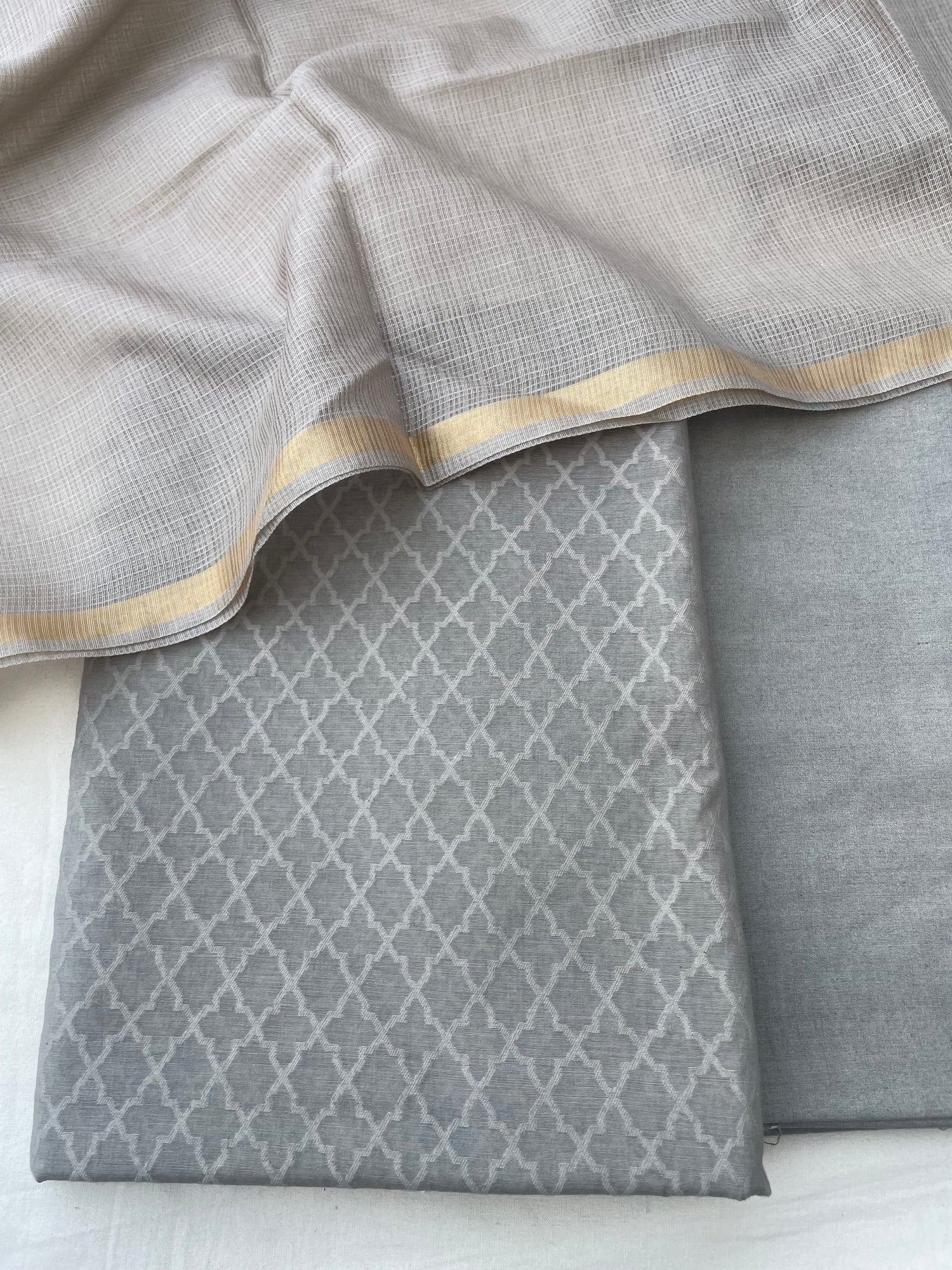 Gray Banarasi Cotton Suit Set