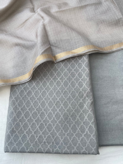 Gray Banarasi Cotton Suit Set