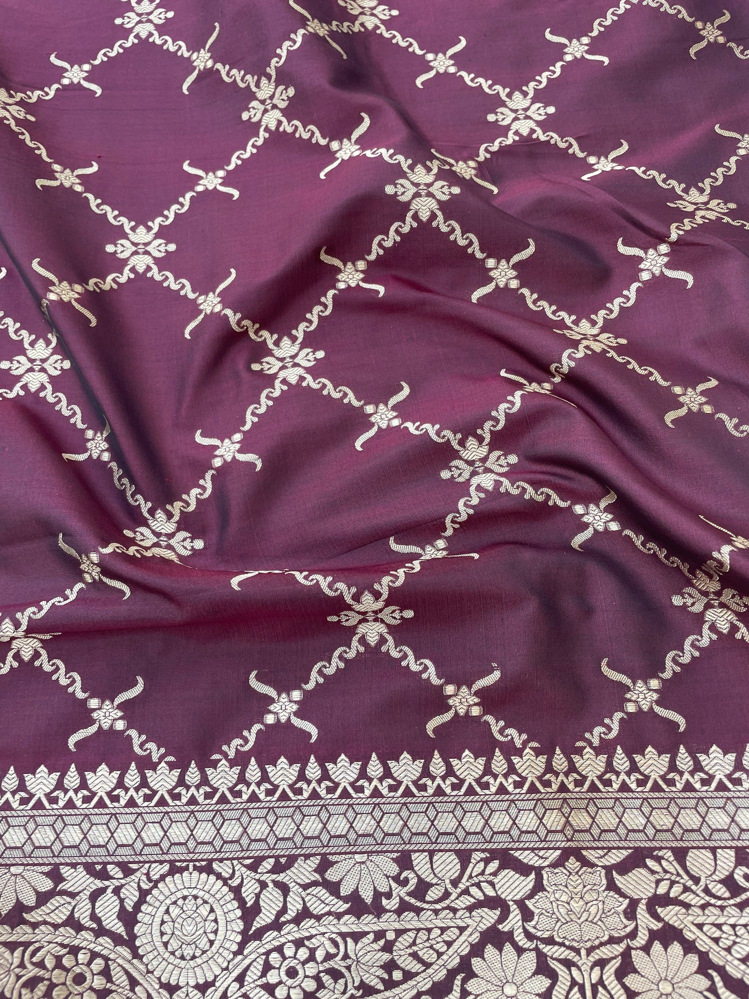 Brown Handwoven Pure Kataan Silk Banarasi Dupatta