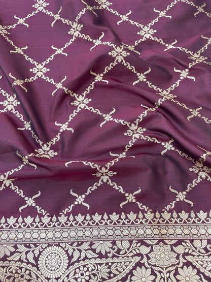 Brown Handwoven Pure Kataan Silk Banarasi Dupatta