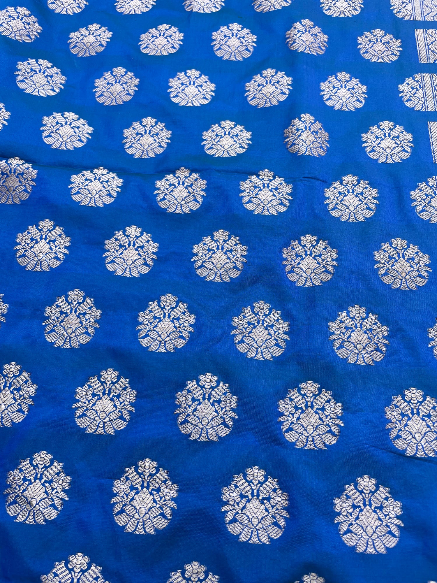 Gul Buti Blue Handwoven Pure Kataan silk Banarasi Lehenga