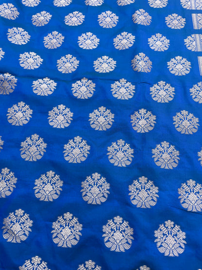 Gul Buti Blue Handwoven Pure Kataan silk Banarasi Lehenga