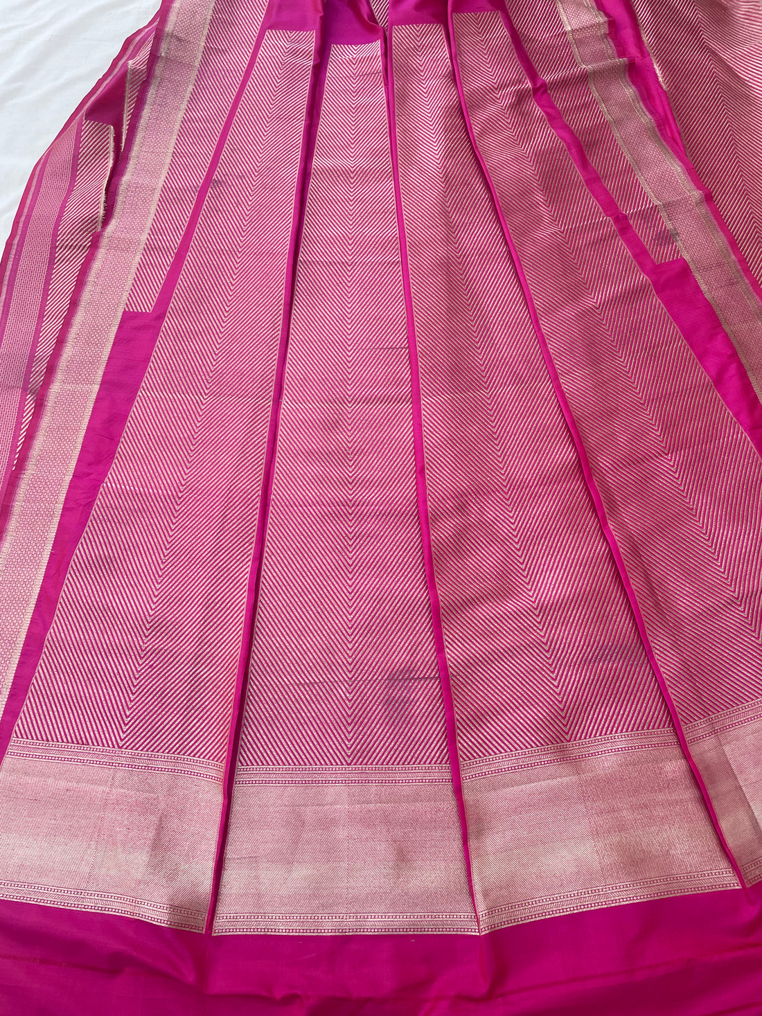 Medha Pink Handwoven Pure Kataan silk Banarasi Lehenga Panels