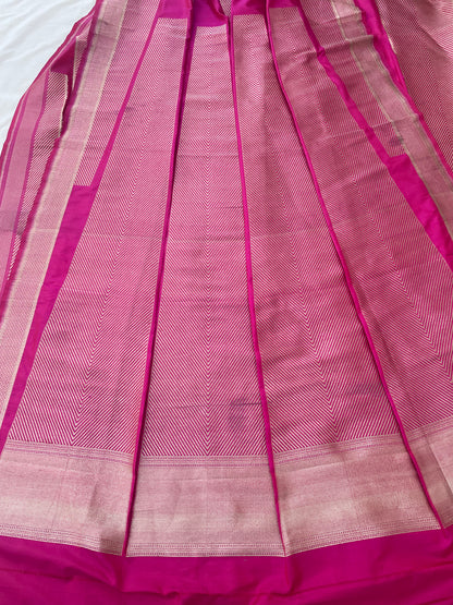 Medha Pink Handwoven Pure Kataan silk Banarasi Lehenga Panels
