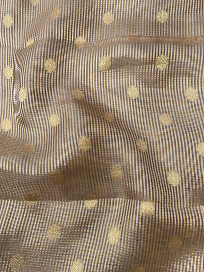 Gold Handwoven Pure Tissue Silk Buti Fabric