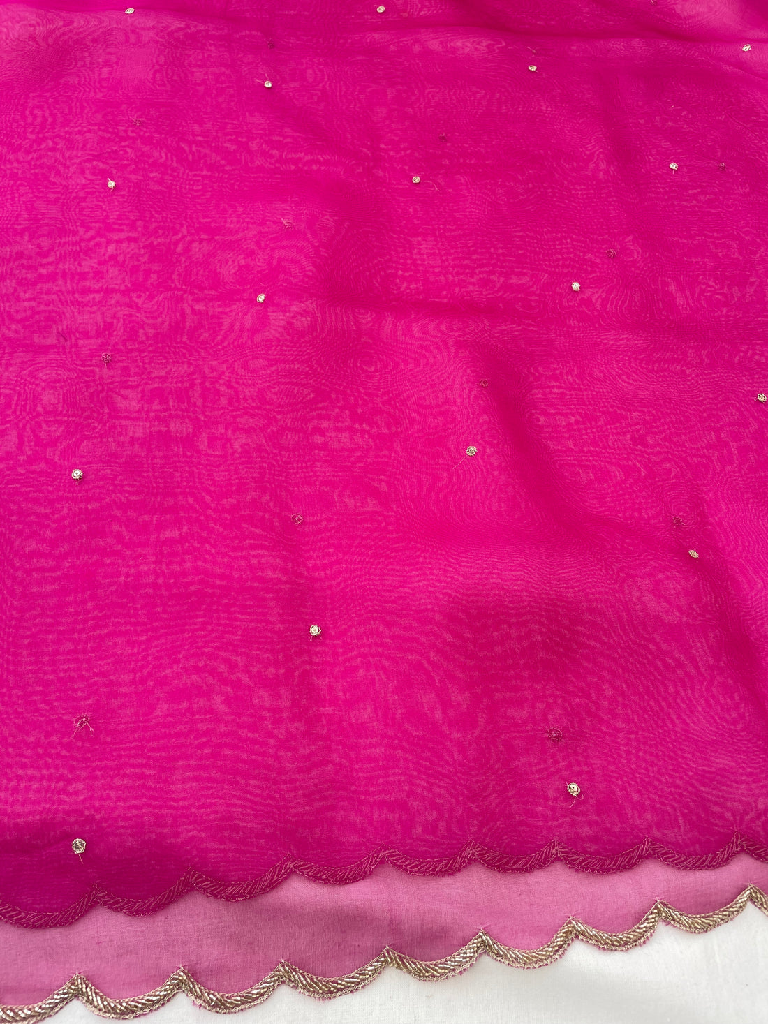 Pink Pure Organza Silk Embroidered Banarasi Dupatta