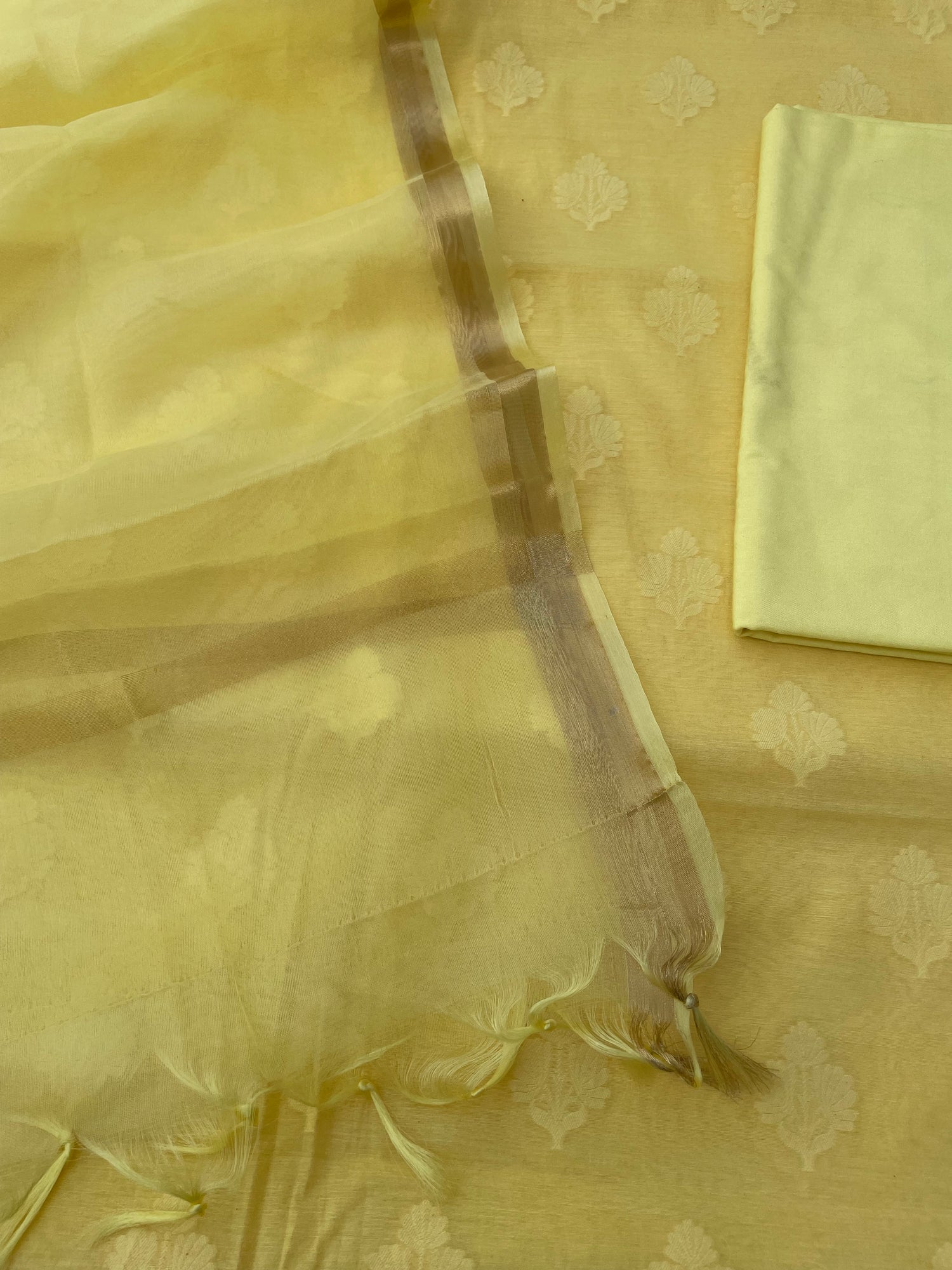 Yellow Banarasi Cotton Suit Set