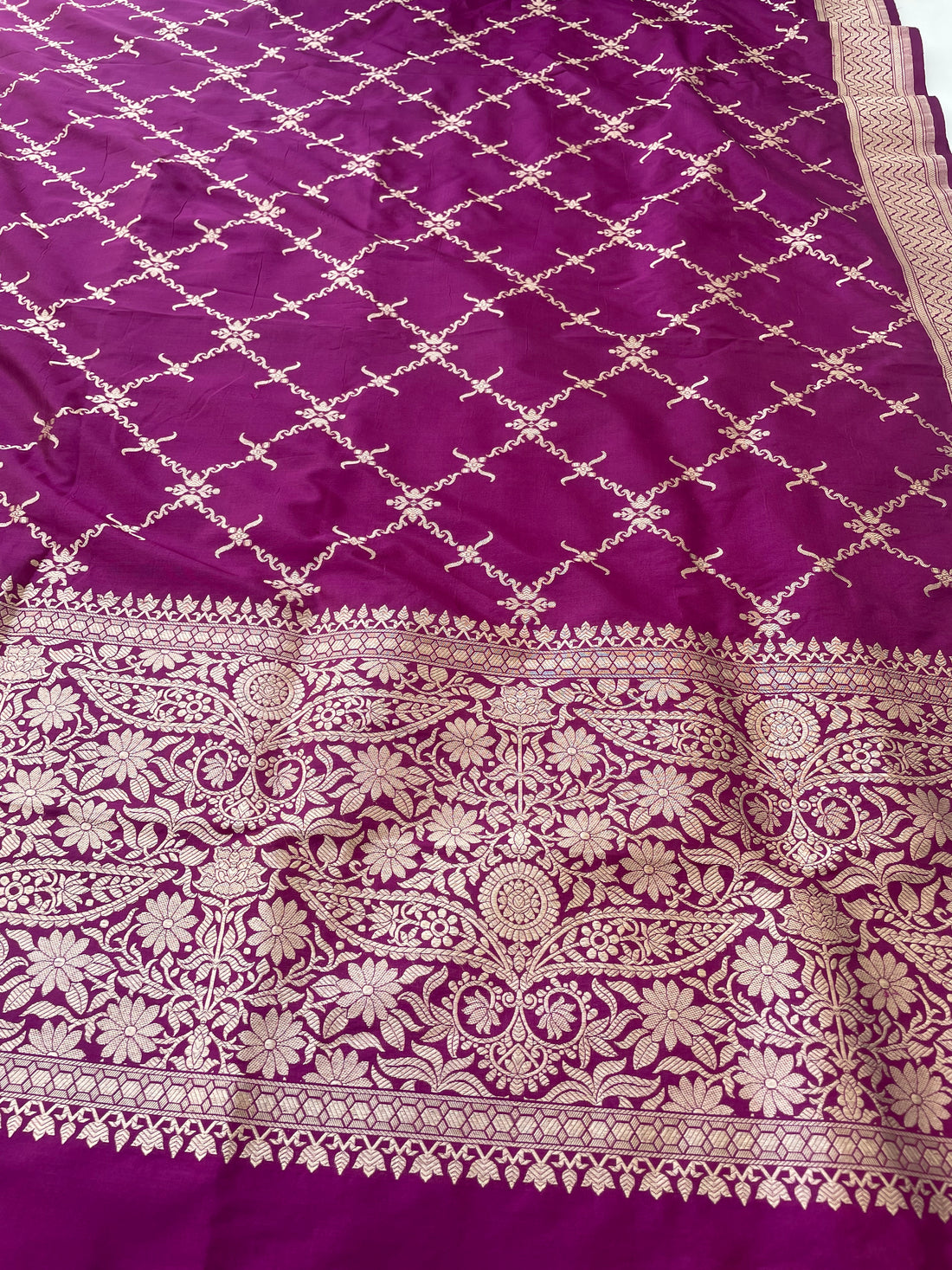 Purple Handwoven Pure Kataan Silk Banarasi Dupatta