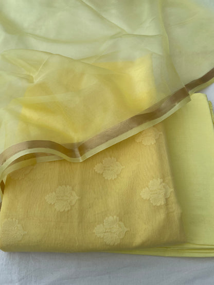 Yellow Banarasi Cotton Suit Set