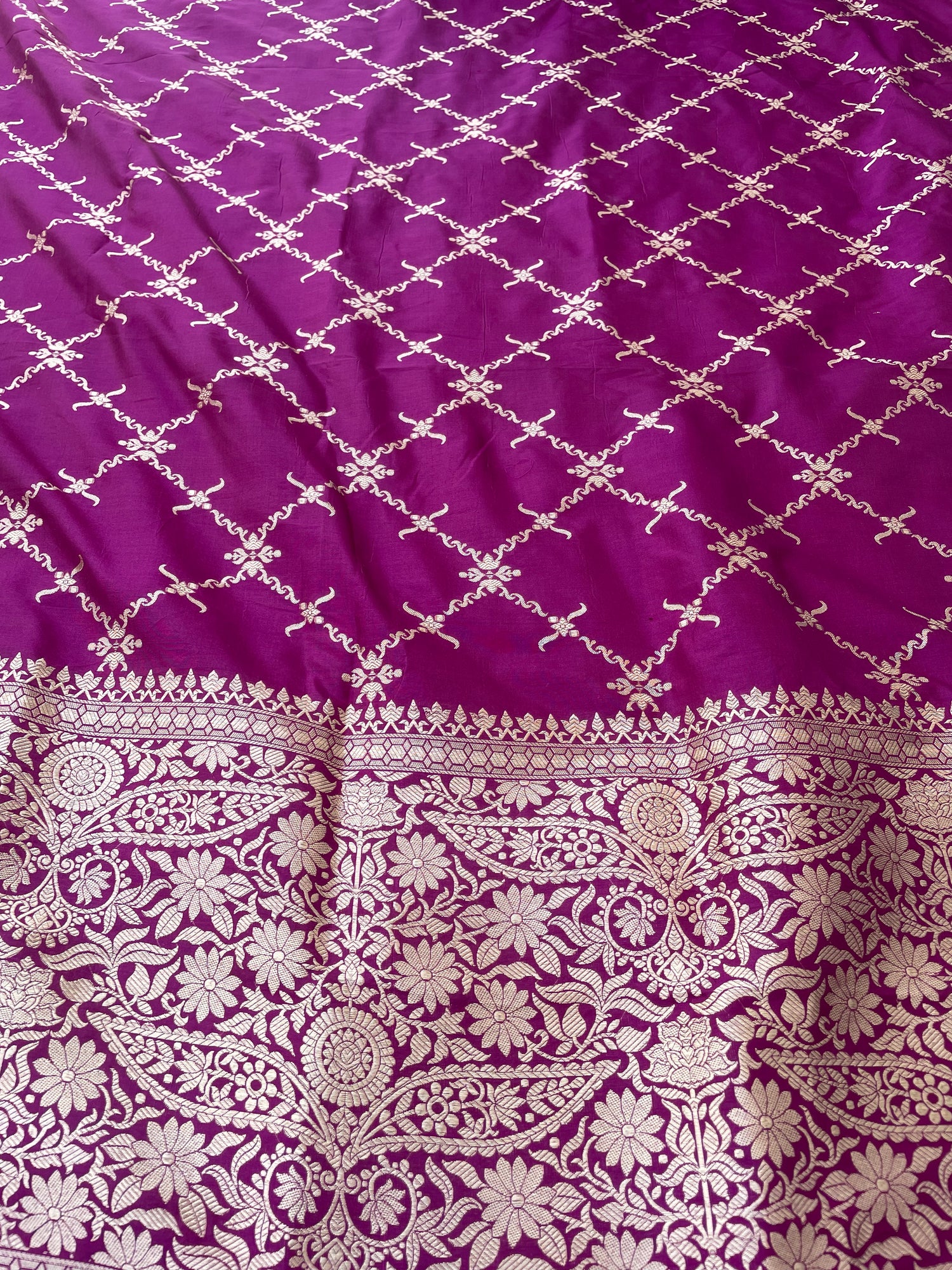 Purple Handwoven Pure Kataan Silk Banarasi Dupatta