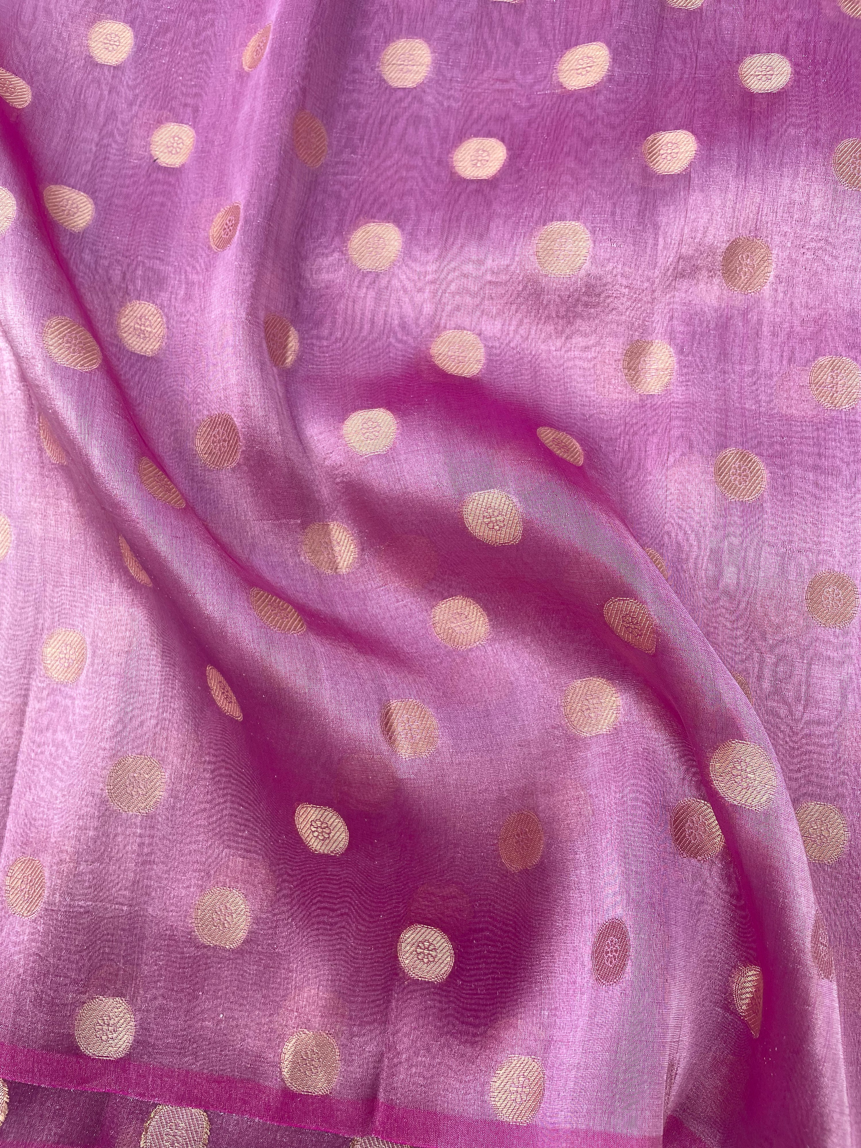 Pink Handwoven Pure Tissue Silk Asharfi Buti Fabric