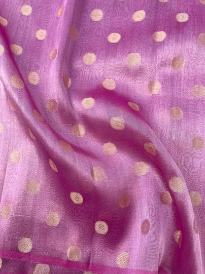 Pink Handwoven Pure Tissue Silk Asharfi Buti Fabric