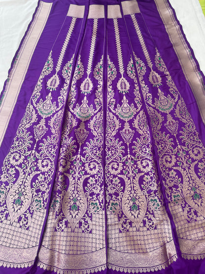 Sahiba Purple Handwoven Pure silk With Meenakari Banarasi Lehenga