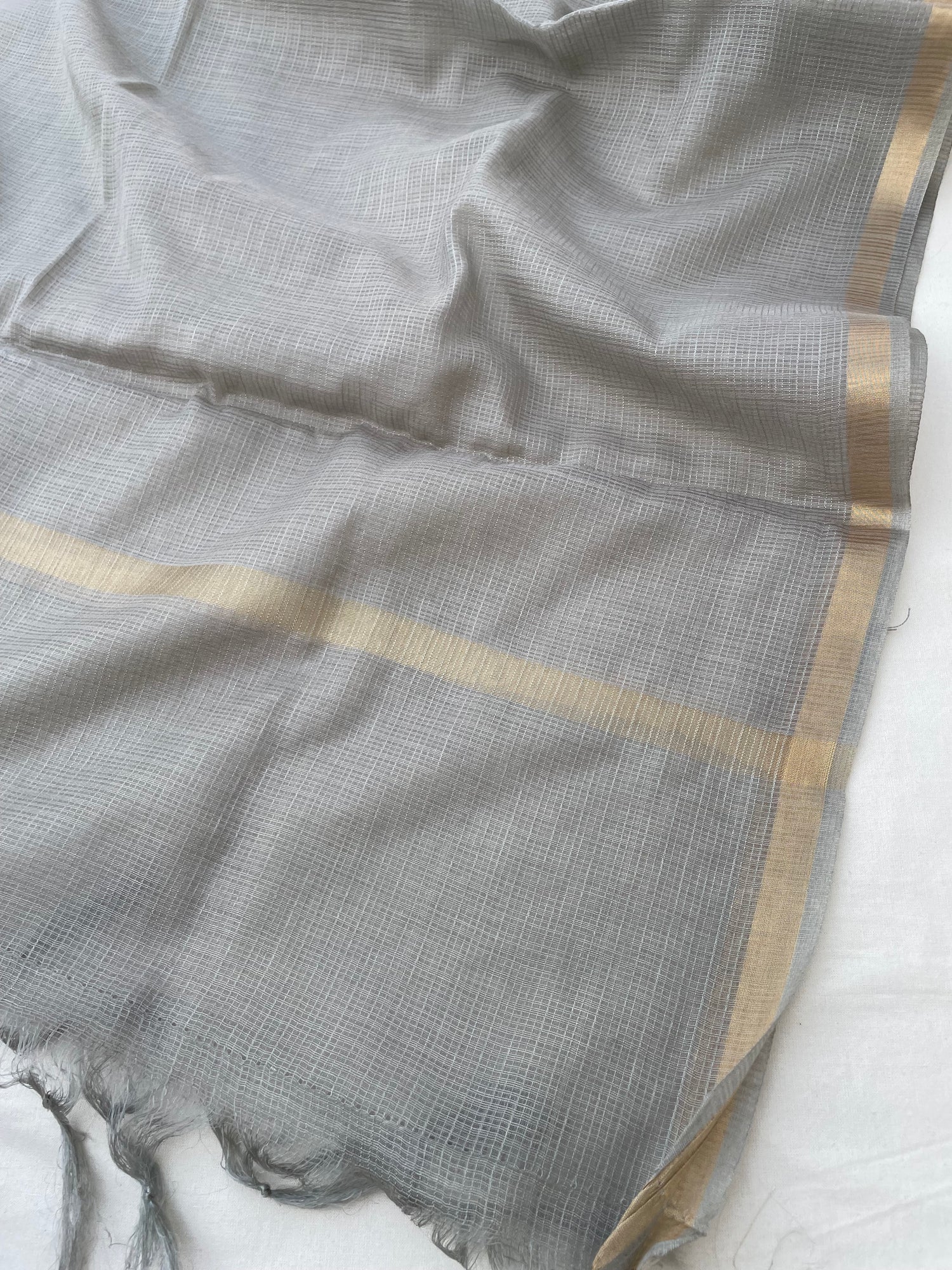 Gray Embroidery Banarasi Cotton Suit Set