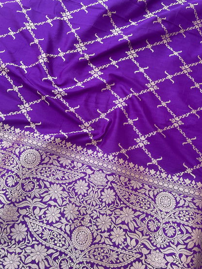 Sahiba Purple Handwoven Pure silk With Meenakari Banarasi Lehenga