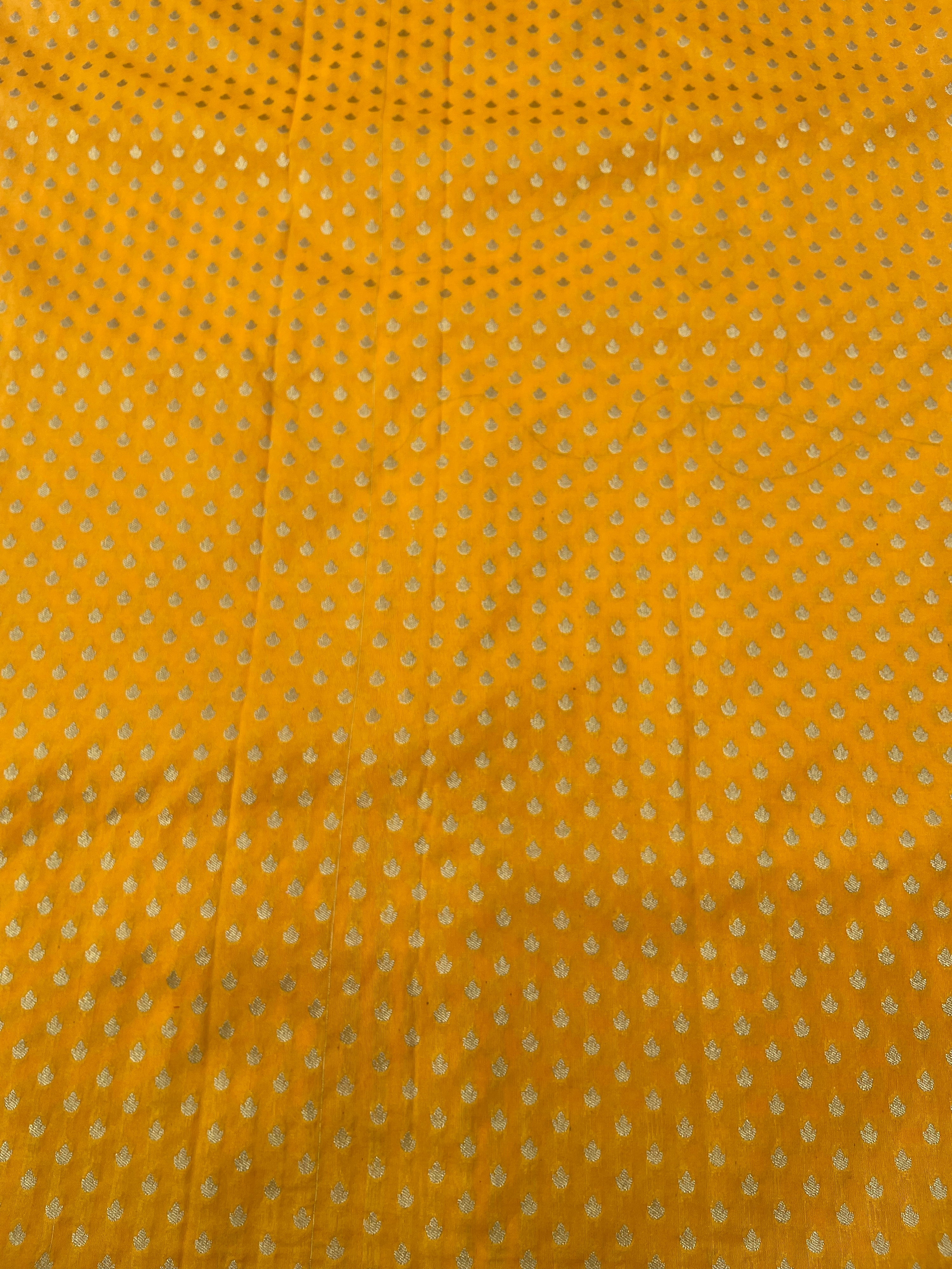 Yellow Semi Silk Buti Fabric