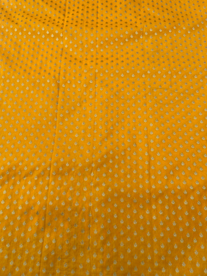 Yellow Semi Silk Buti Fabric