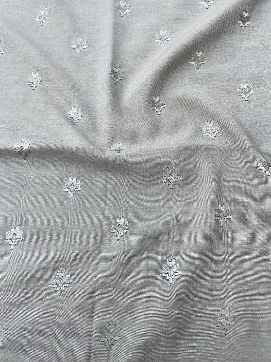 Gray Embroidery Banarasi Cotton Suit Set