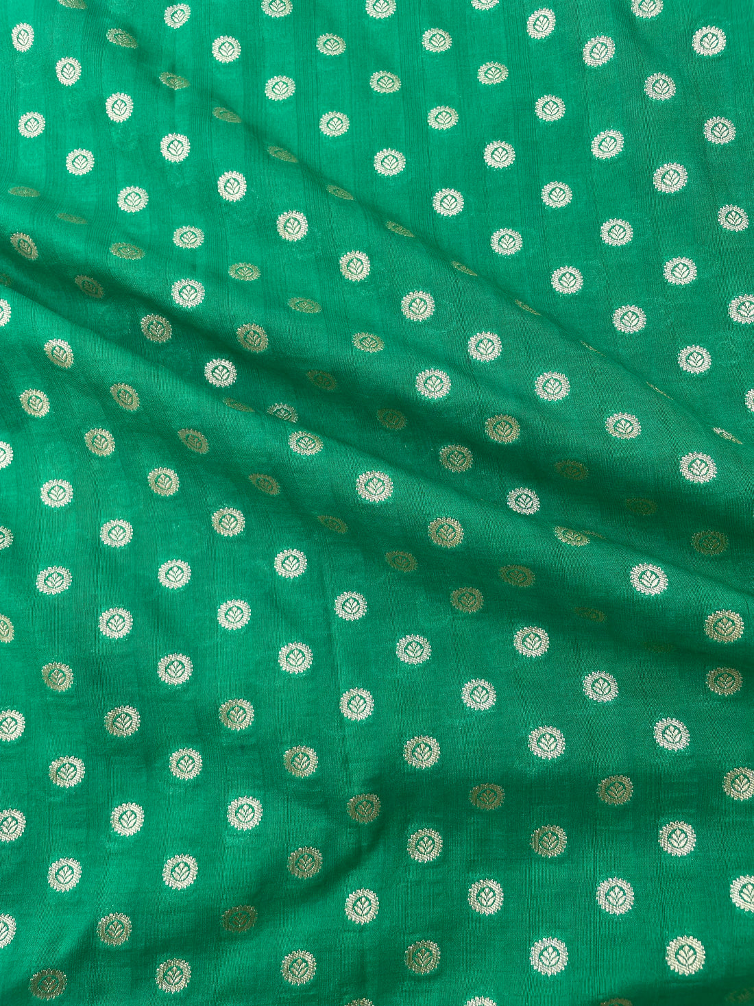 Green Semi Silk Buti Fabric
