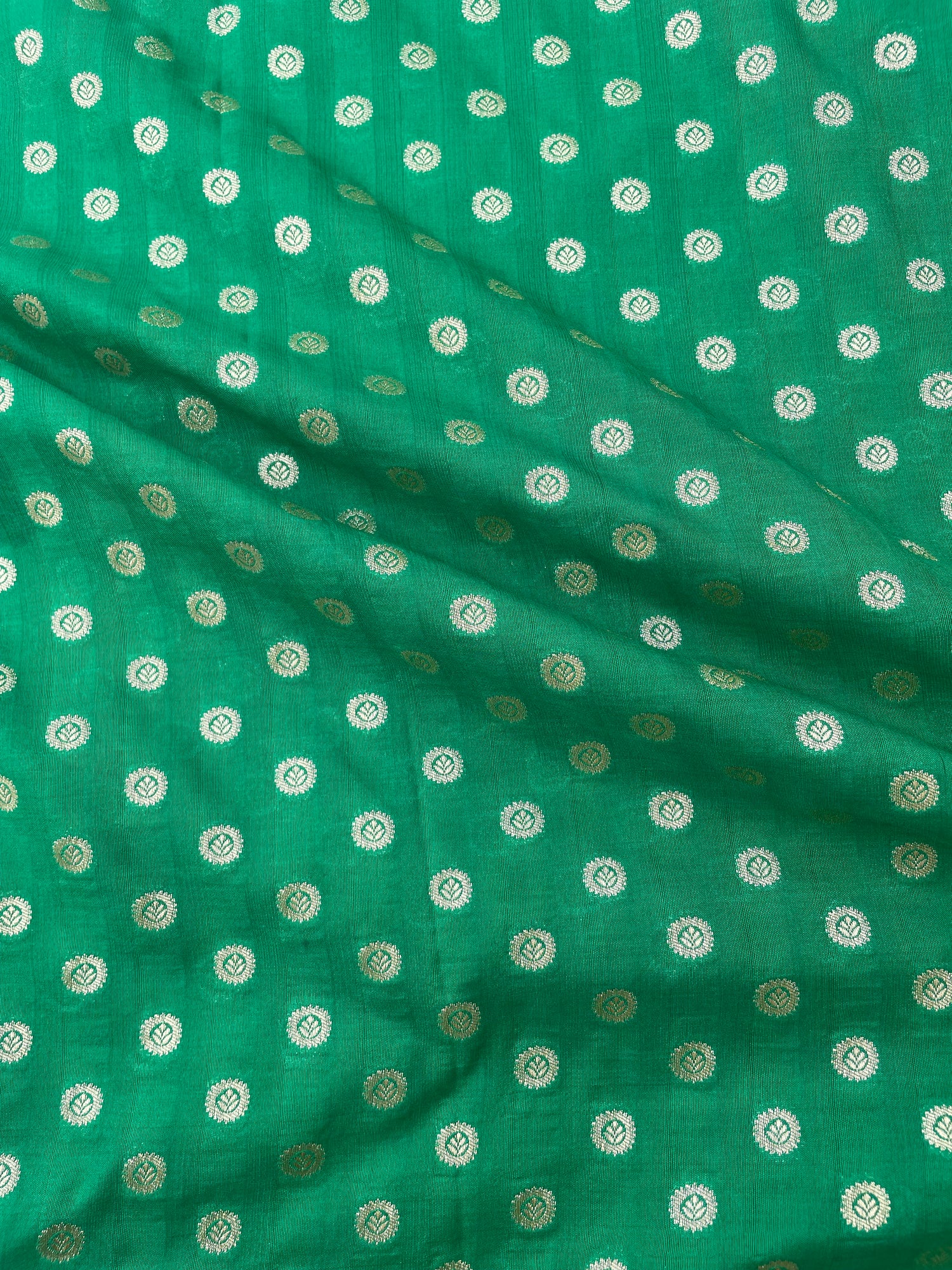 Green Semi Silk Buti Fabric