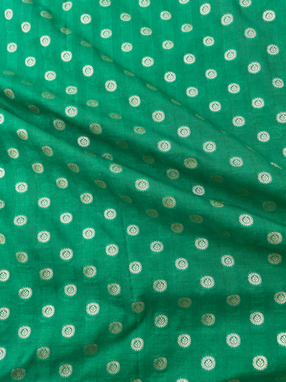 Green Semi Silk Buti Fabric