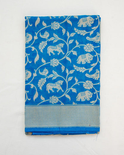 Blue Handwoven Shikargah Pure Silk Banarasi Dupatta