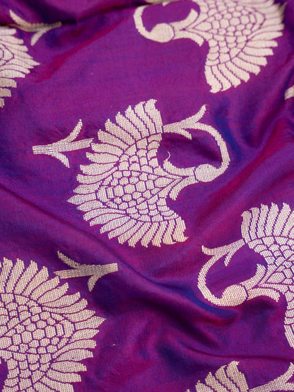 Purple Handwoven Butidar Banarasi Pure Silk Dupatta