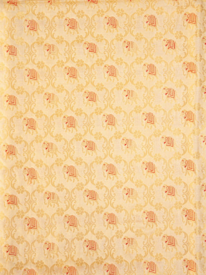 Gold Handwoven Shikargah Pure Silk Fabric