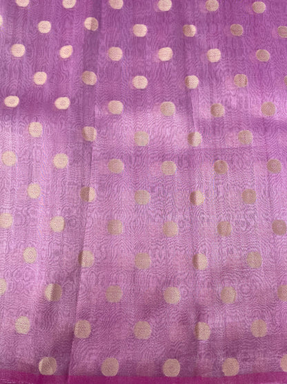 Pink Handwoven Pure Tissue Silk Asharfi Buti Fabric