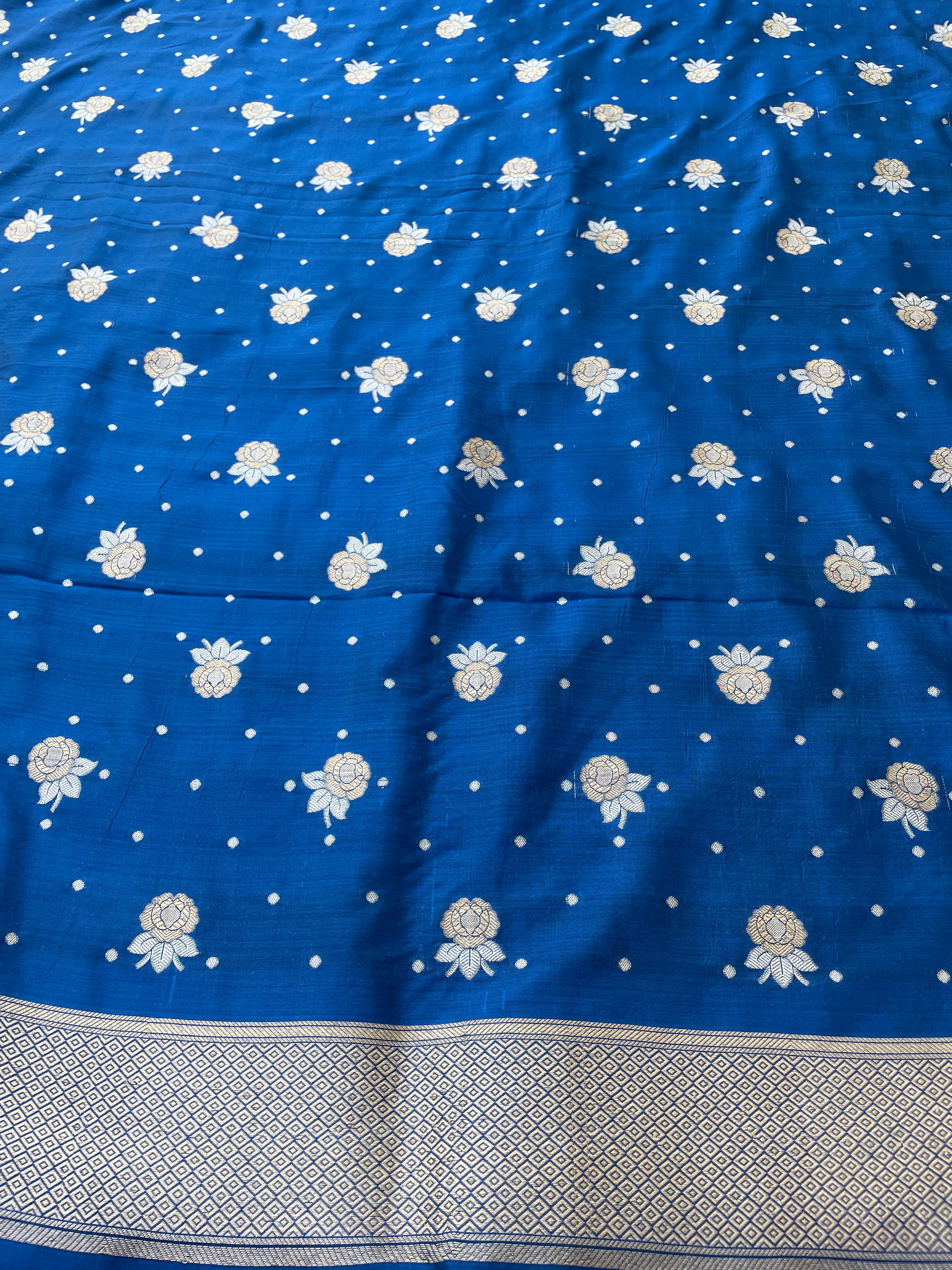 Rang Mahal Blue Handwoven Pure silk Banarasi Lehenga