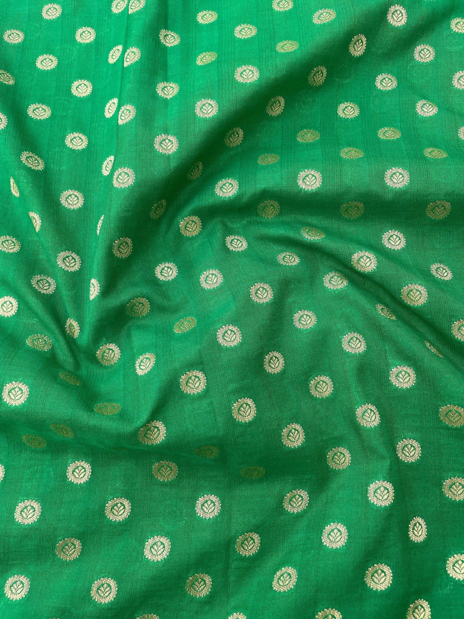 Green Semi Silk Buti Fabric