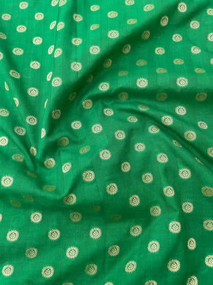 Green Semi Silk Buti Fabric
