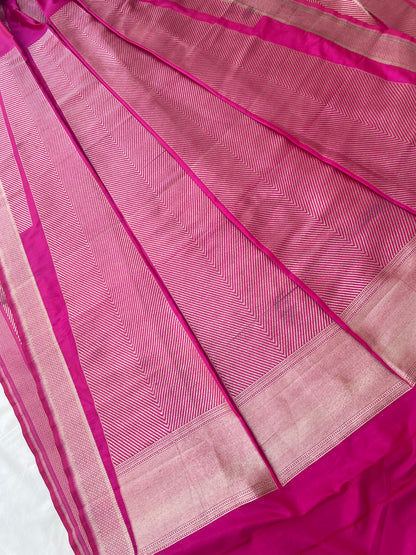 Medha Pink Handwoven Pure Kataan silk Banarasi Lehenga Panels