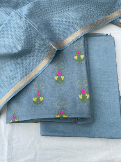 Gray Meenakari Banarasi Cotton Suit Set