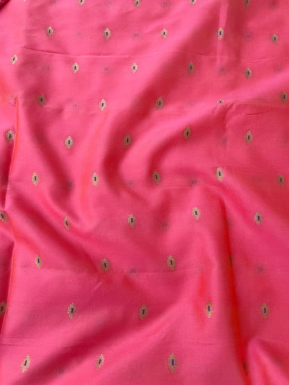 Pink Cotton Semi Silk Buti Banarasi Suit Set