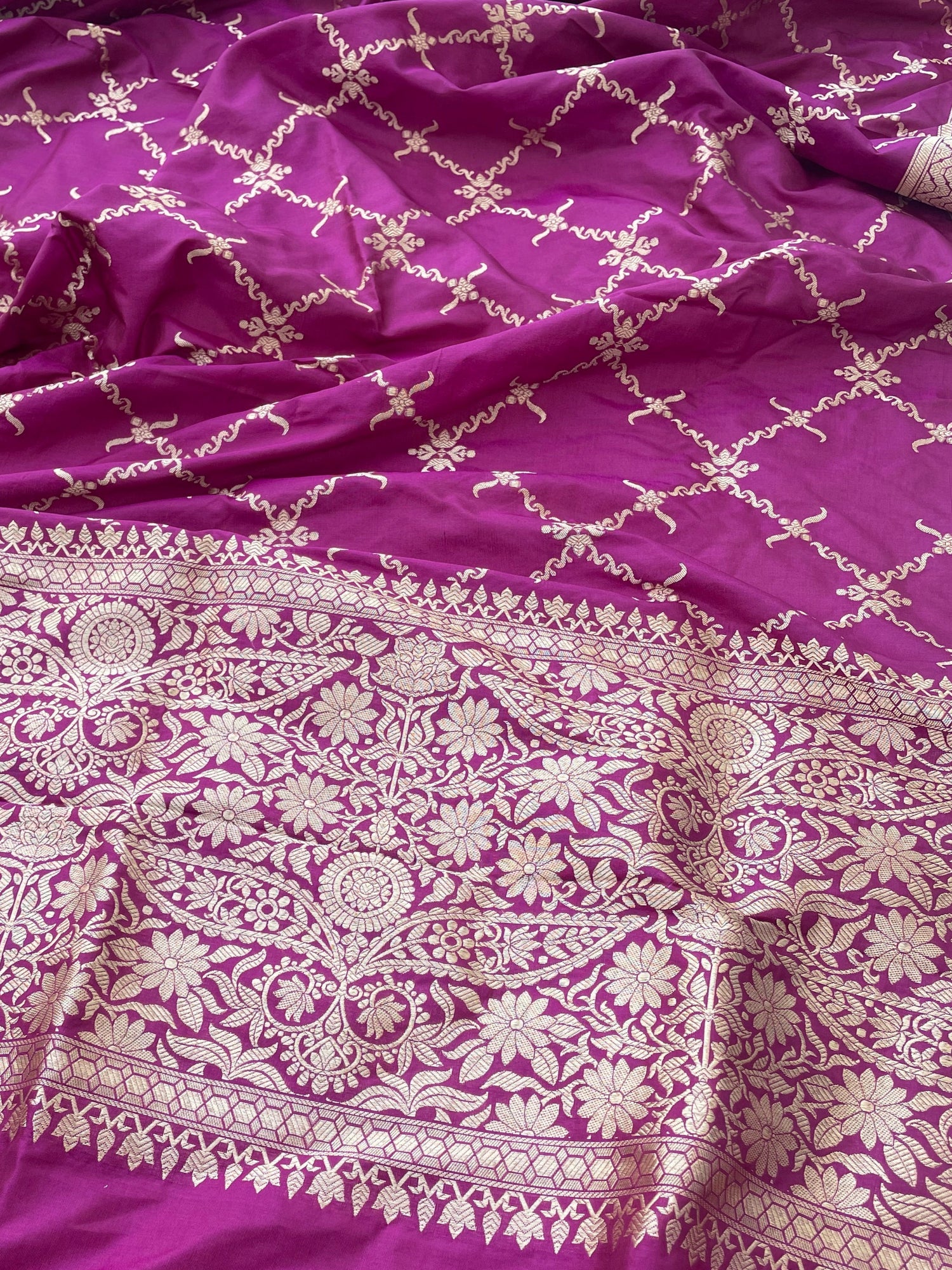 Purple Handwoven Pure Kataan Silk Banarasi Dupatta