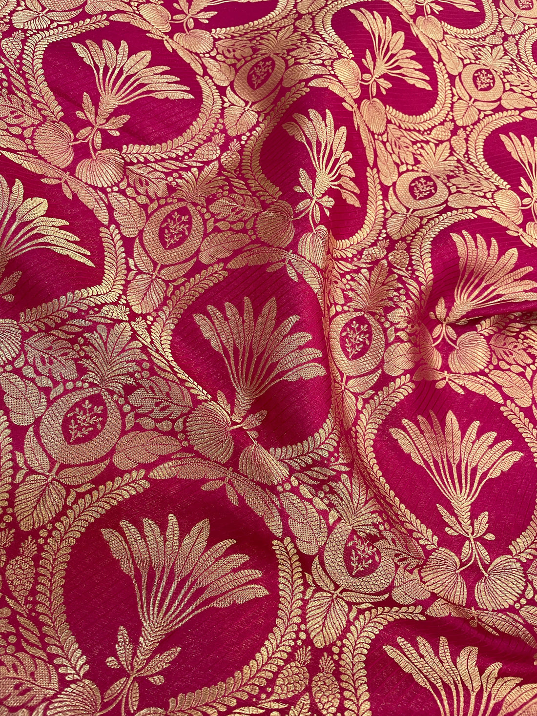 Pink Handwoven Pure Kataan Silk Banarasi Fabric