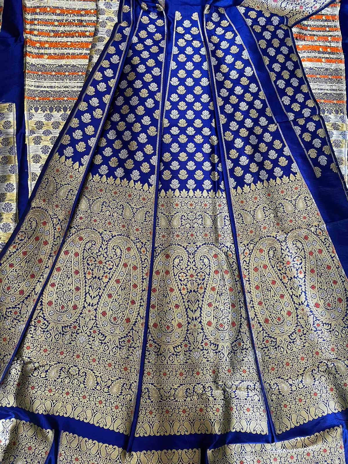 Rhea Blue Handwoven Pure Silk Banarasi Lehenga