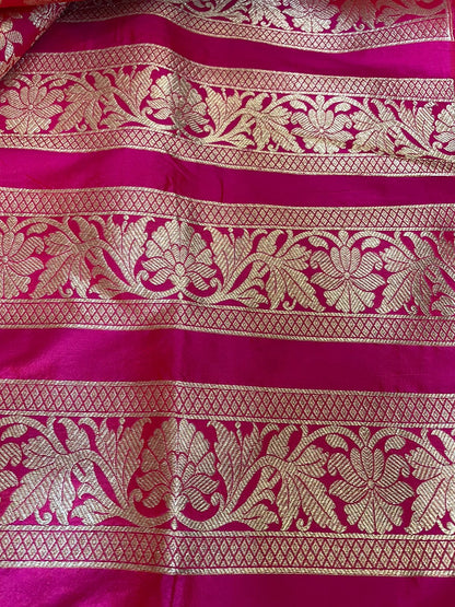 Vibha Rani Pink Handwoven Pure Silk Banarasi Lehenga