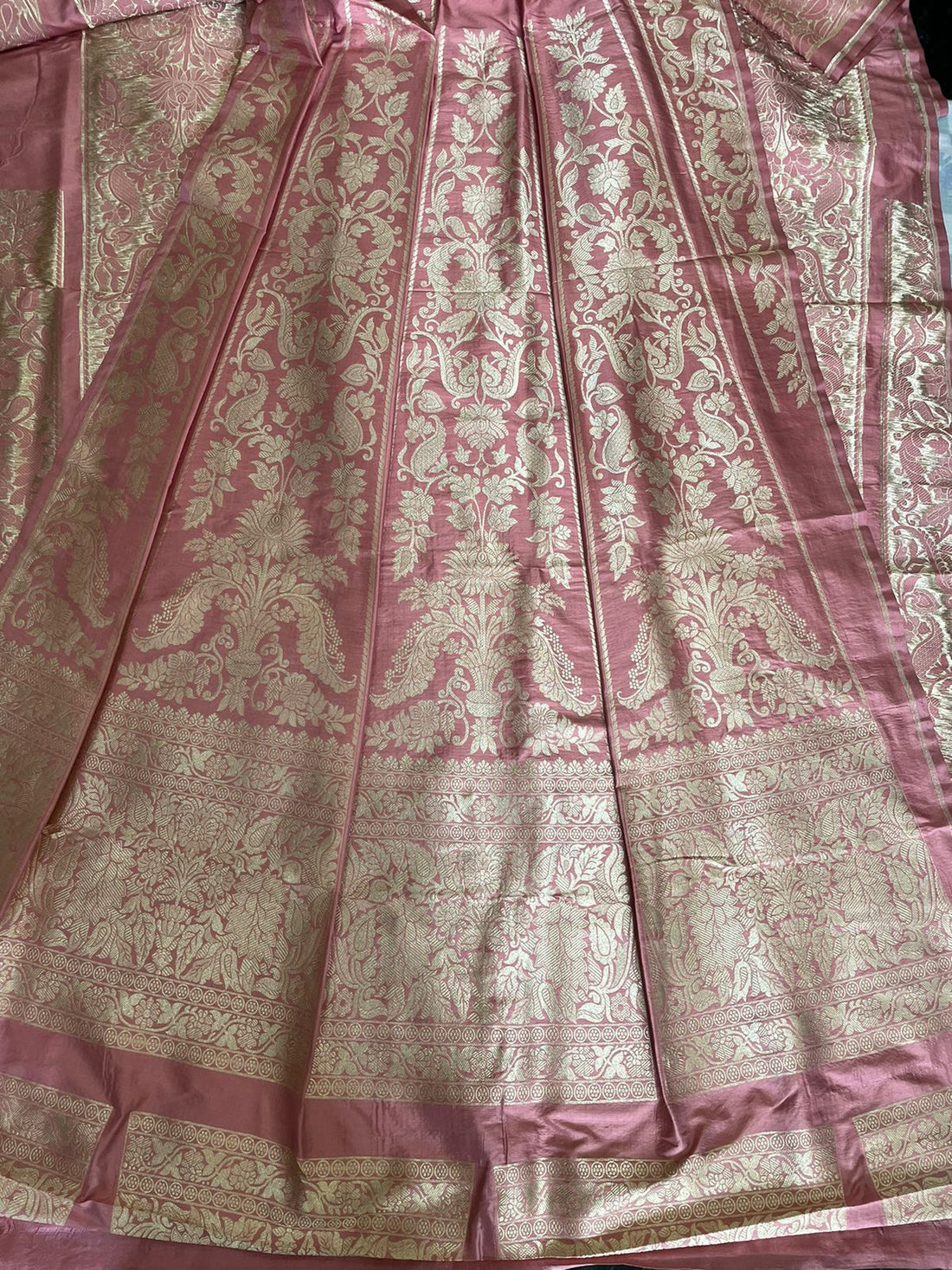 Vibha Pastel Pink Handwoven Pure Silk Banarasi Lehenga