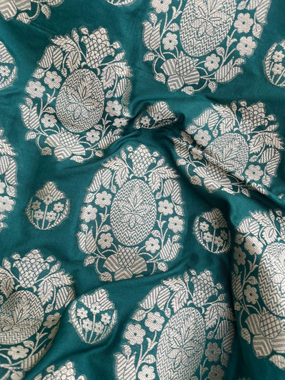 Green Butidar Banarasi Silk Fabric