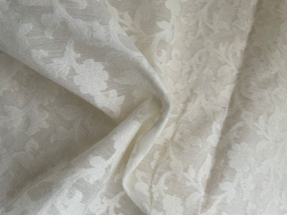 White Jacquard Chanderi Silk Floral Fabric